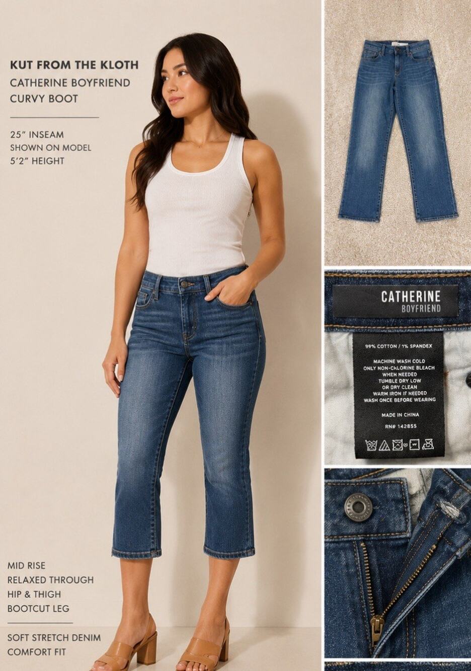 Kut From The Kloth Women's Boyfriend Jeans Size 4 Medium Wash Denim